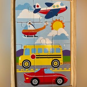 (💙 $7 when you bundle) 3in1 Construction Cars Wood Puzzle